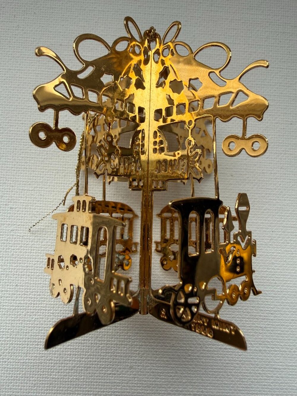 Danbury Mint Christmas Carousel Ornament Gold Tone Village Vintage 1980s Holiday